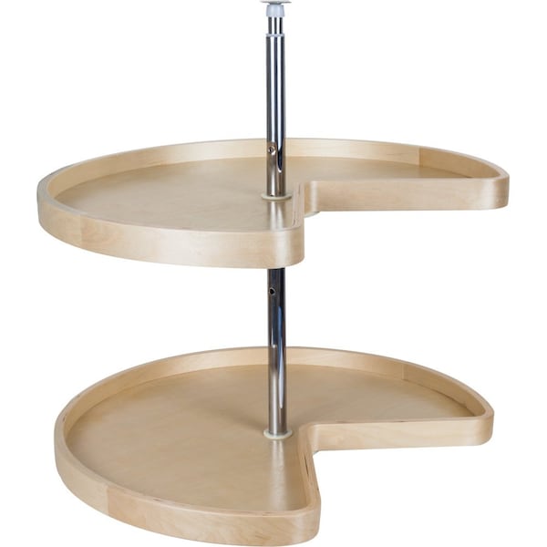 Hardware Resources 28" Kidney Two-Shelf Banded Wood Lazy Susan Set BLSK228-SET - main